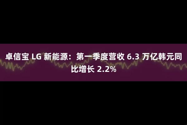 卓信宝 LG 新能源：第一季度营收 6.3 万亿韩元同比增长 2.2%